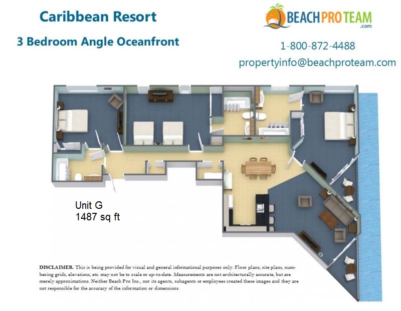 Caribbean II Floor Plan G - 3 Bedroom Ocean View